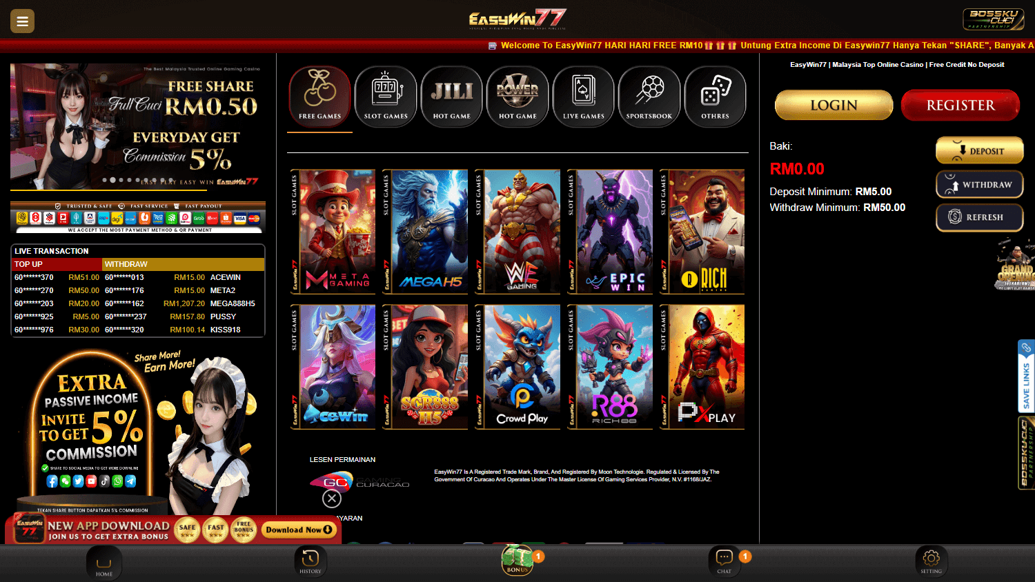 easywin77_casino_homepage_desktop