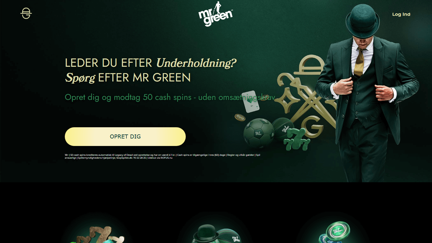 Mr Green Casino hjemmeside på desktop