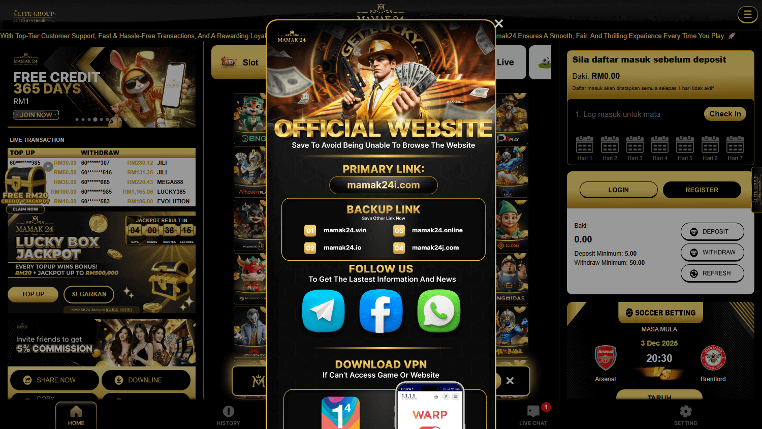 mamak24_casino_homepage_desktop