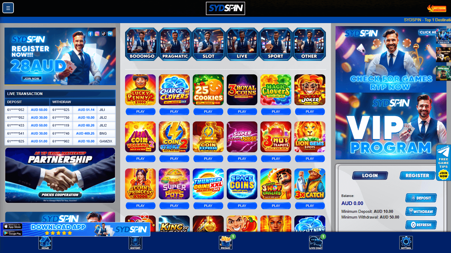 sydspin_casino_homepage_desktop