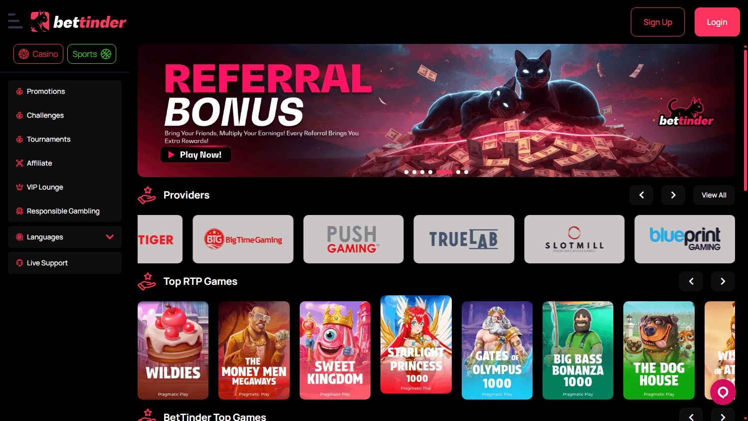 bettinder_casino_homepage_desktop