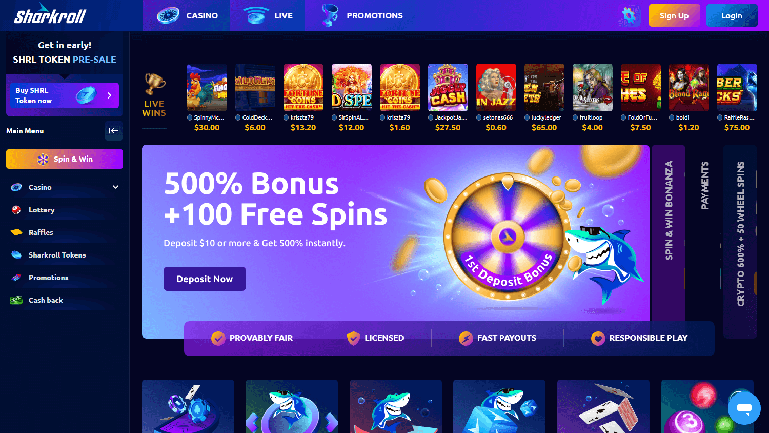 sharkroll_casino_homepage_desktop
