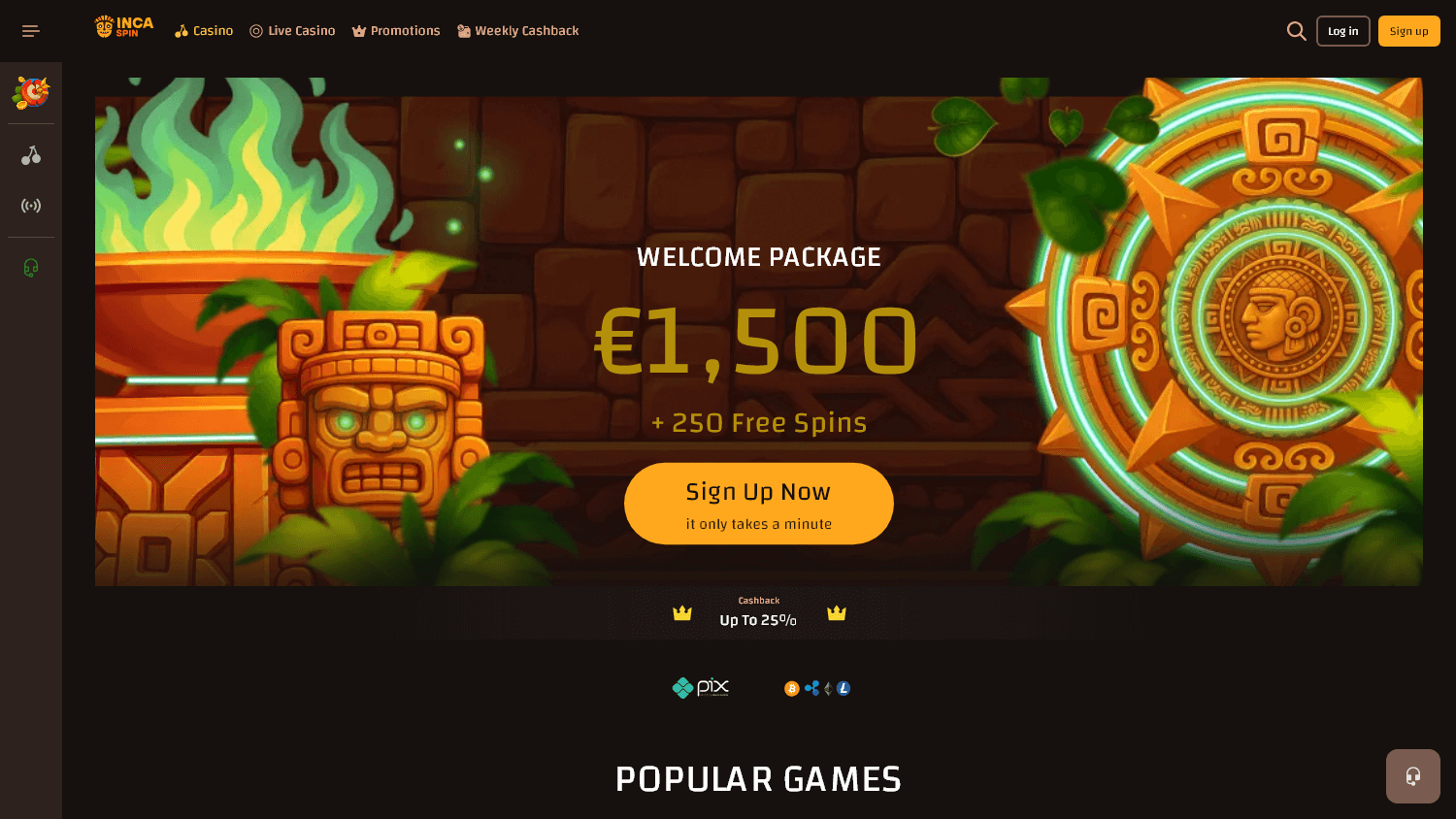 ottieni Incaspin Casino bonus settimanale immagine