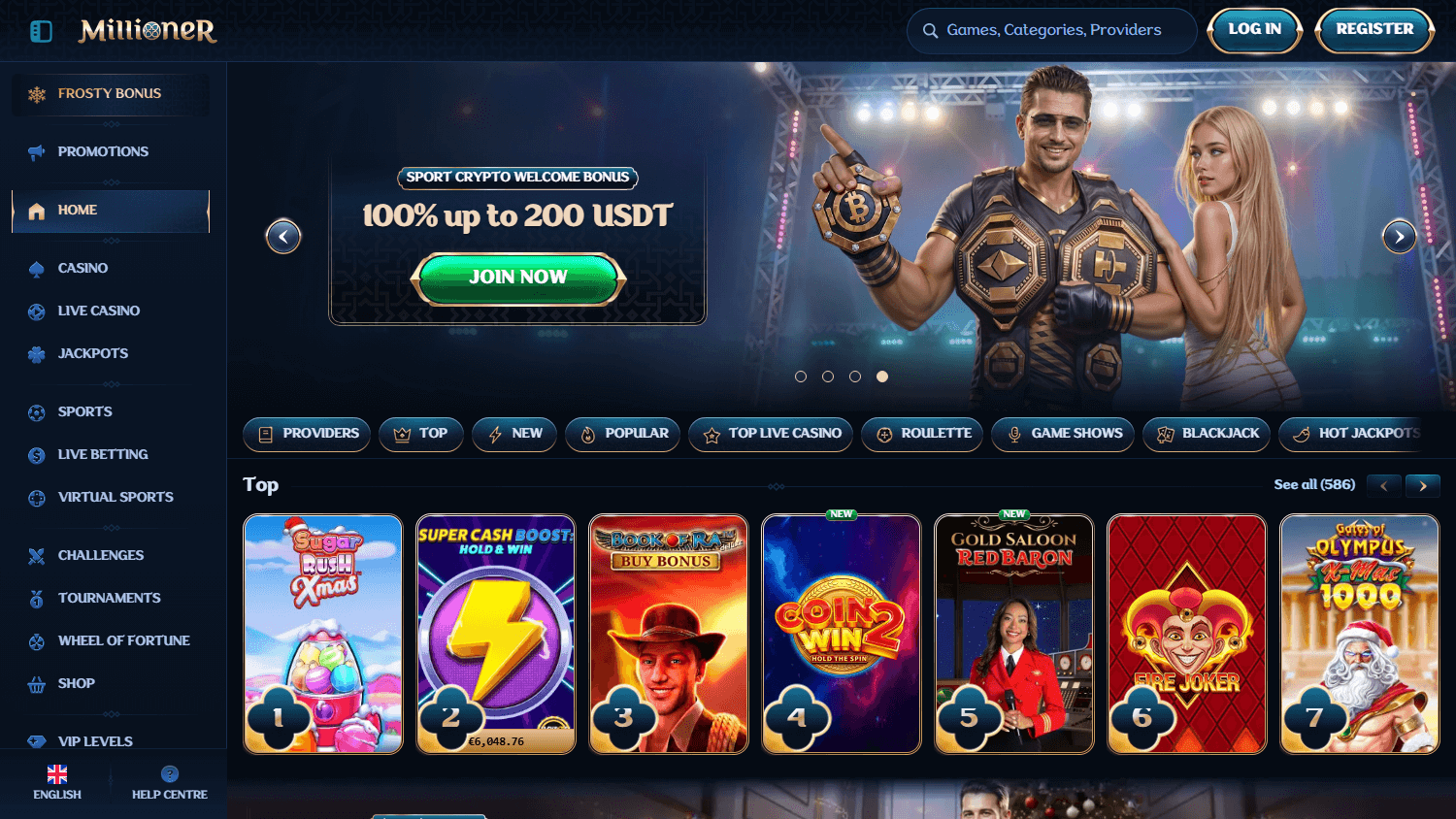 millioner_casino_homepage_desktop