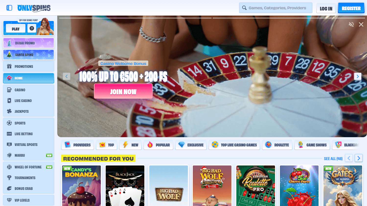 onlyspins_casino_homepage_desktop