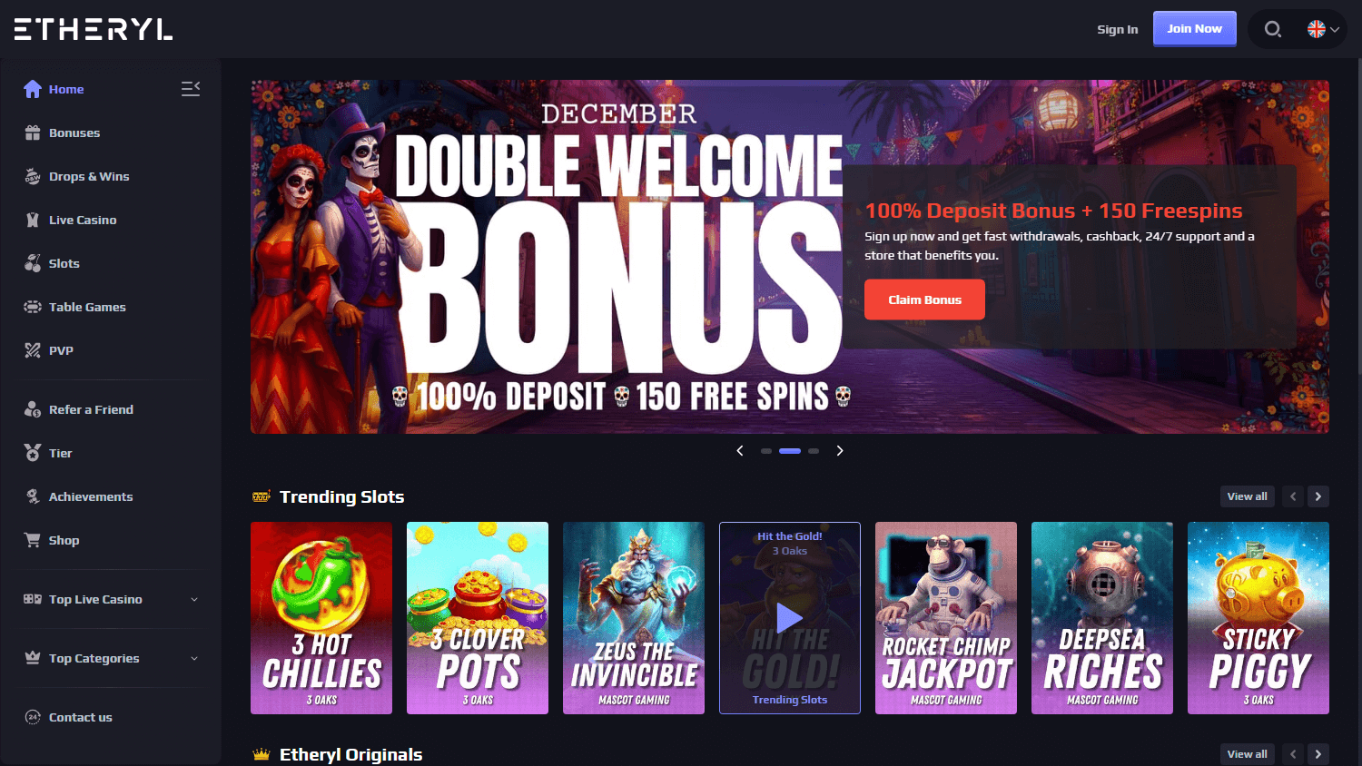 etheryl.io_casino_homepage_desktop