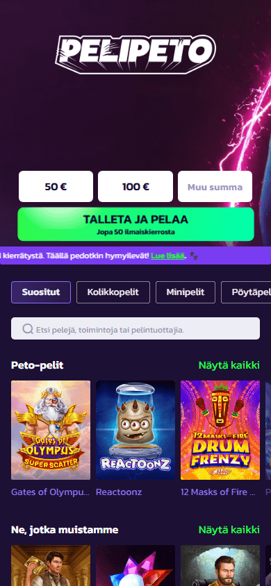 pelipeto_casino_homepage_mobile