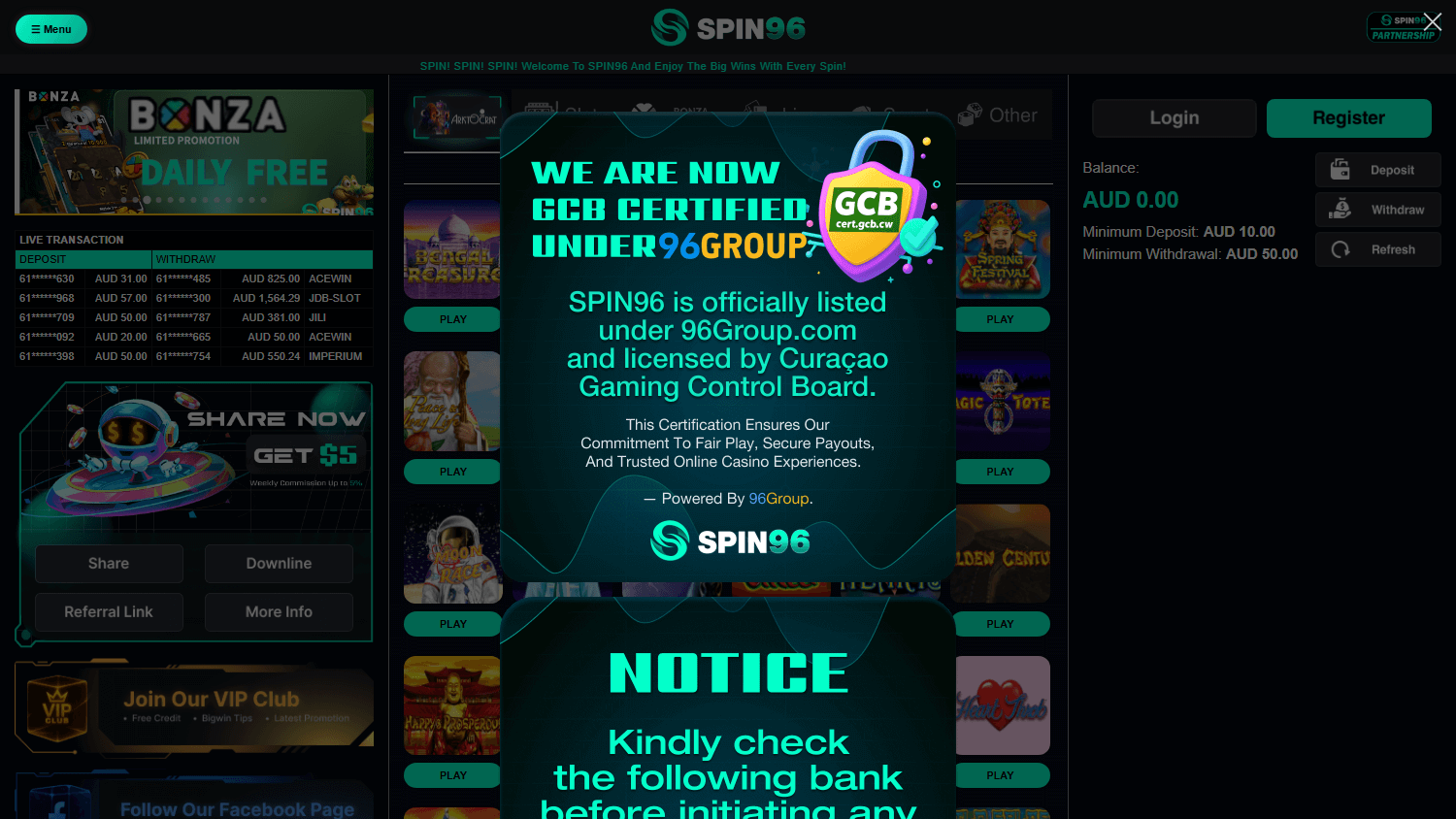 spin96_casino_homepage_desktop