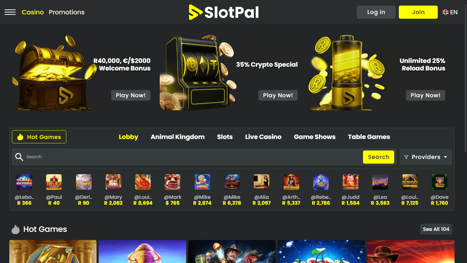 Slotpal Casino Homepage