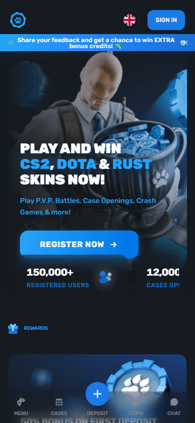 skinsluck_casino_homepage_mobile