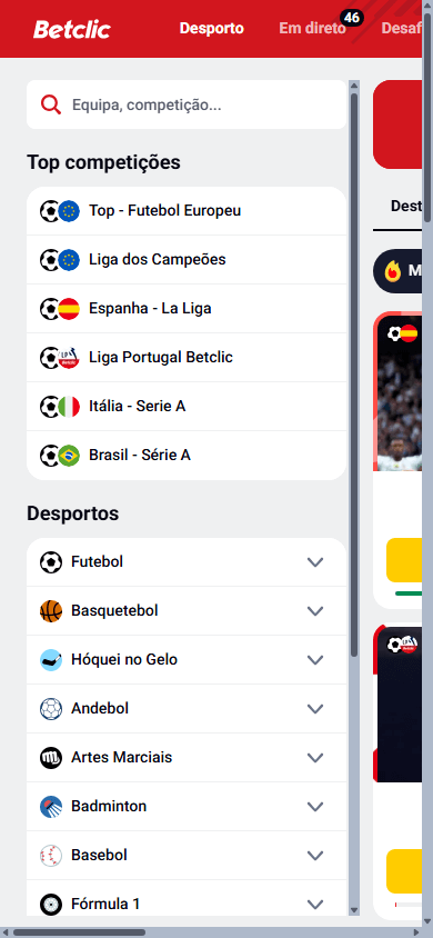 Betclic Casino Homepage Mobile