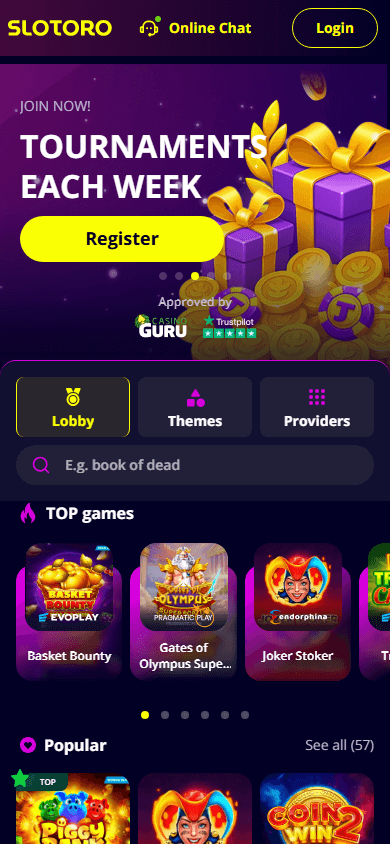 Slotoro Casino mobil hjemmeside