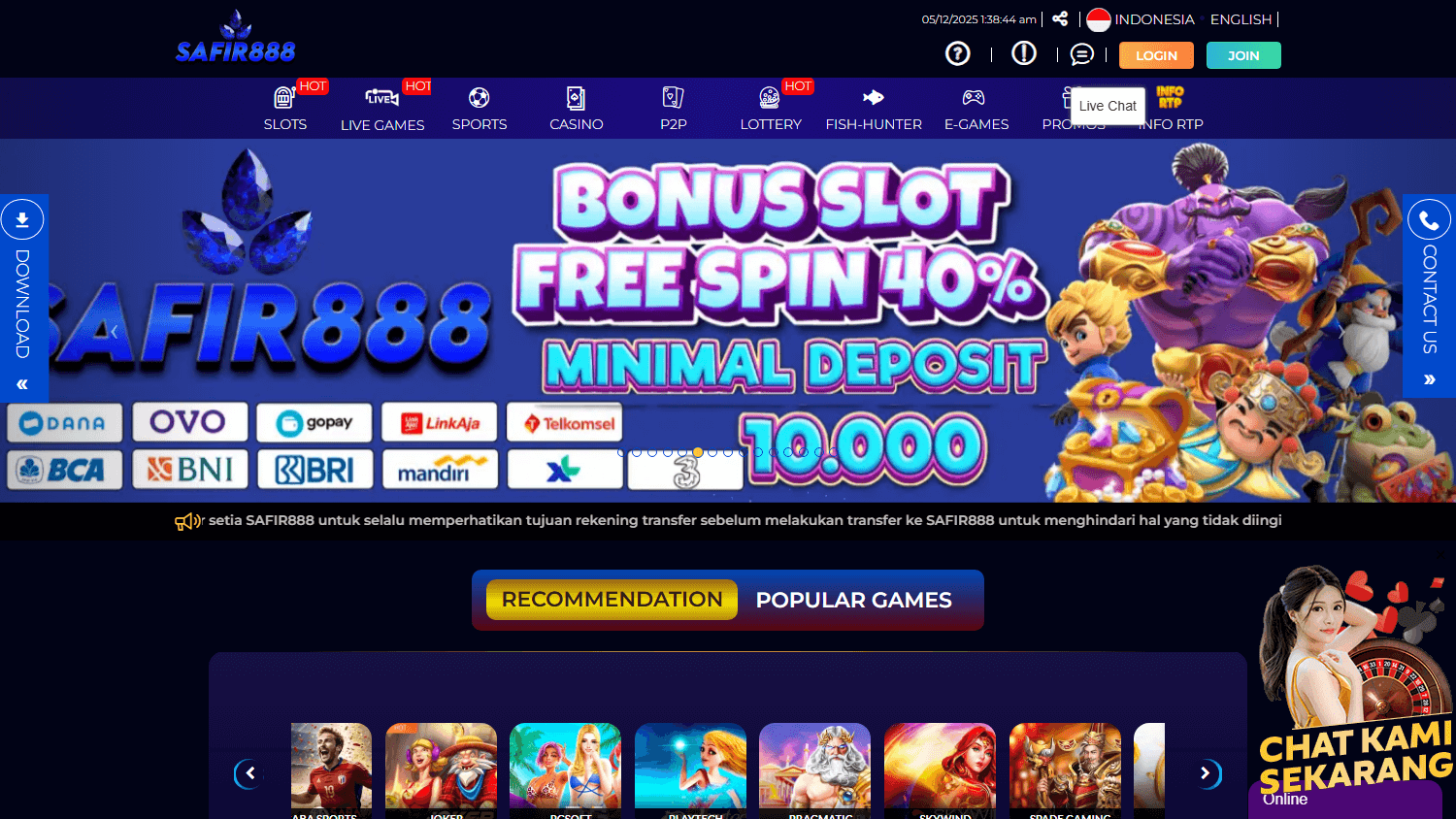 safir888_casino_homepage_desktop
