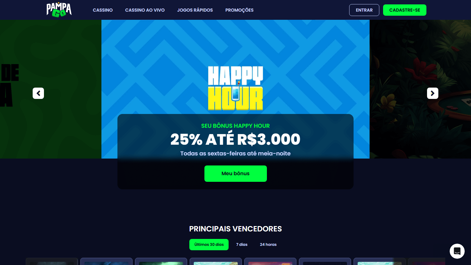 Page d accueil de Pampago casino sur desktop