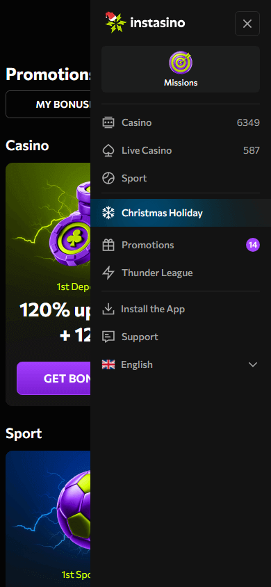 Promotions Instasino sur mobile