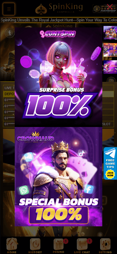 Spinkings Casino Mobile Homepage
