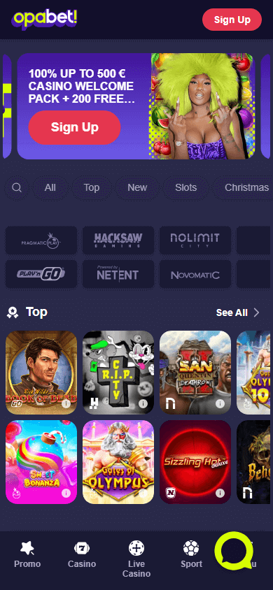 Opabet_Casino_homepage_mobile