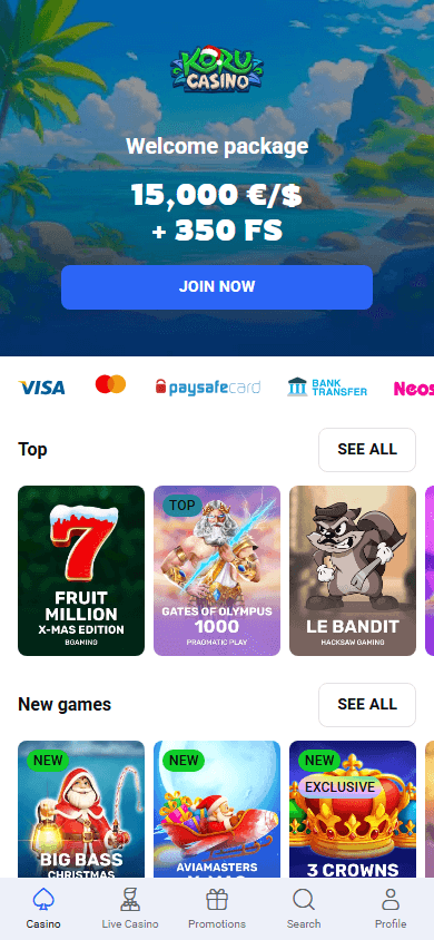 koru_casino_homepage_mobile