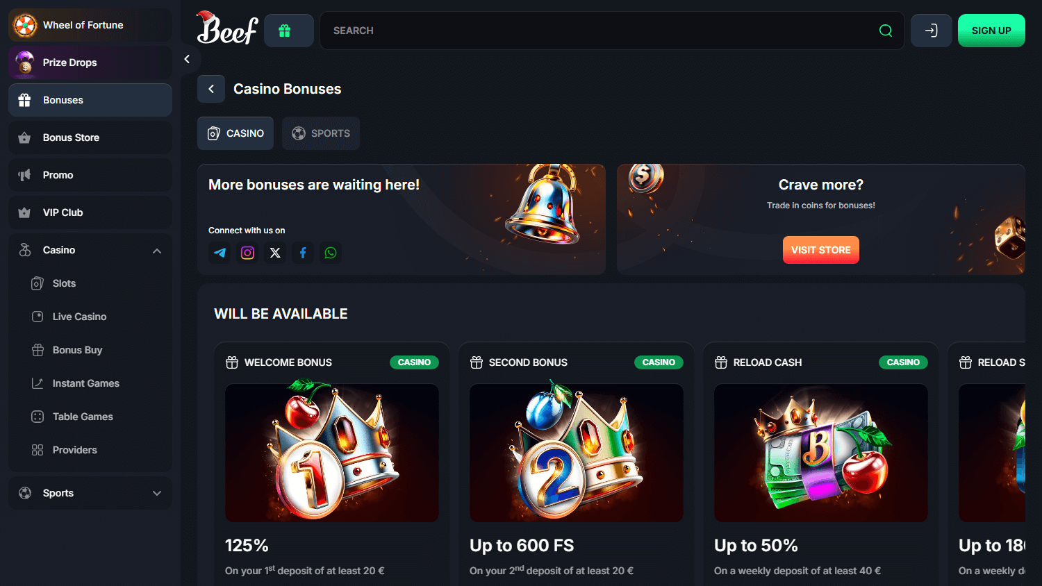 Beef Casino Promotions Desktop