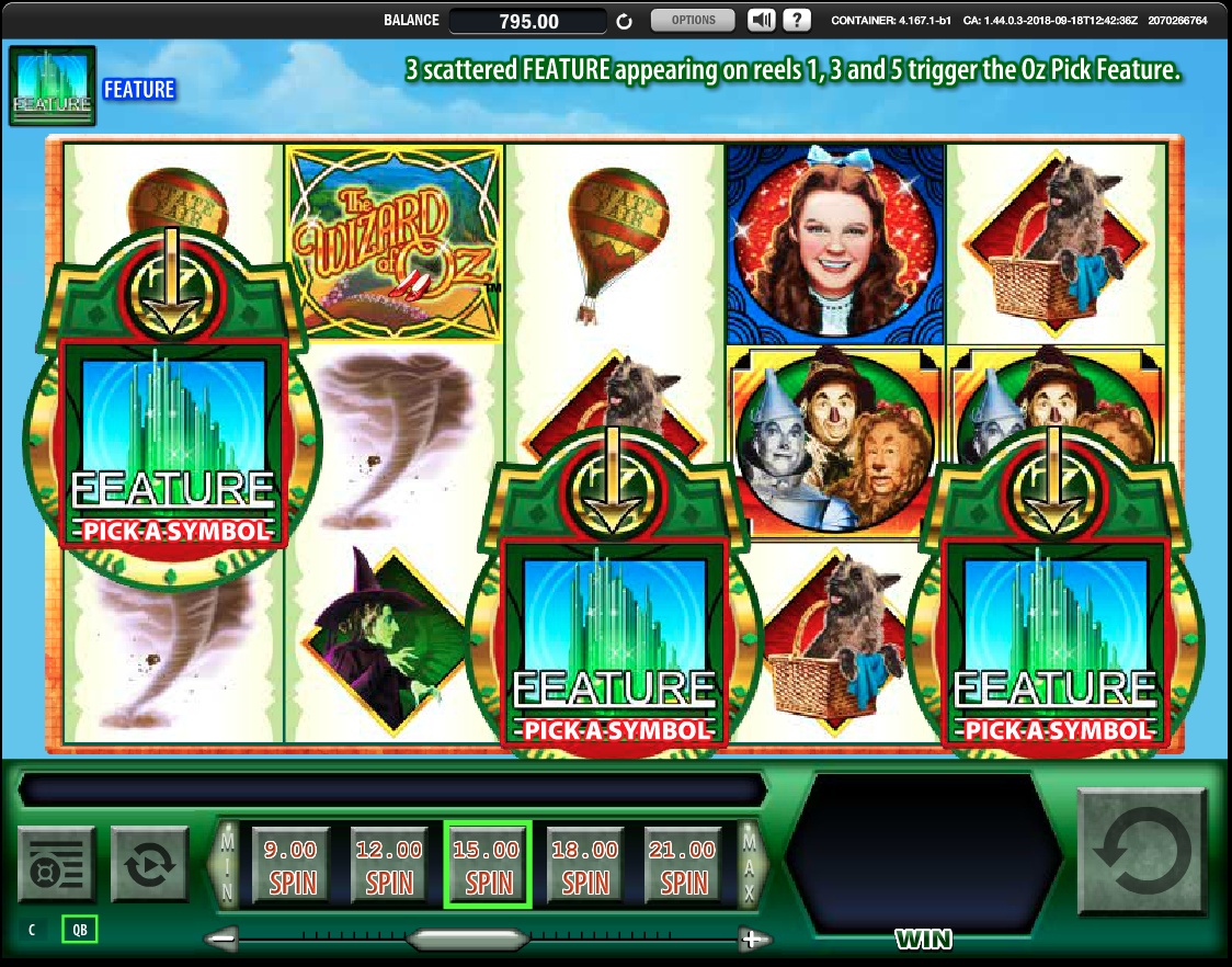 Wizard of Oz slot - Emerald City bonus feature