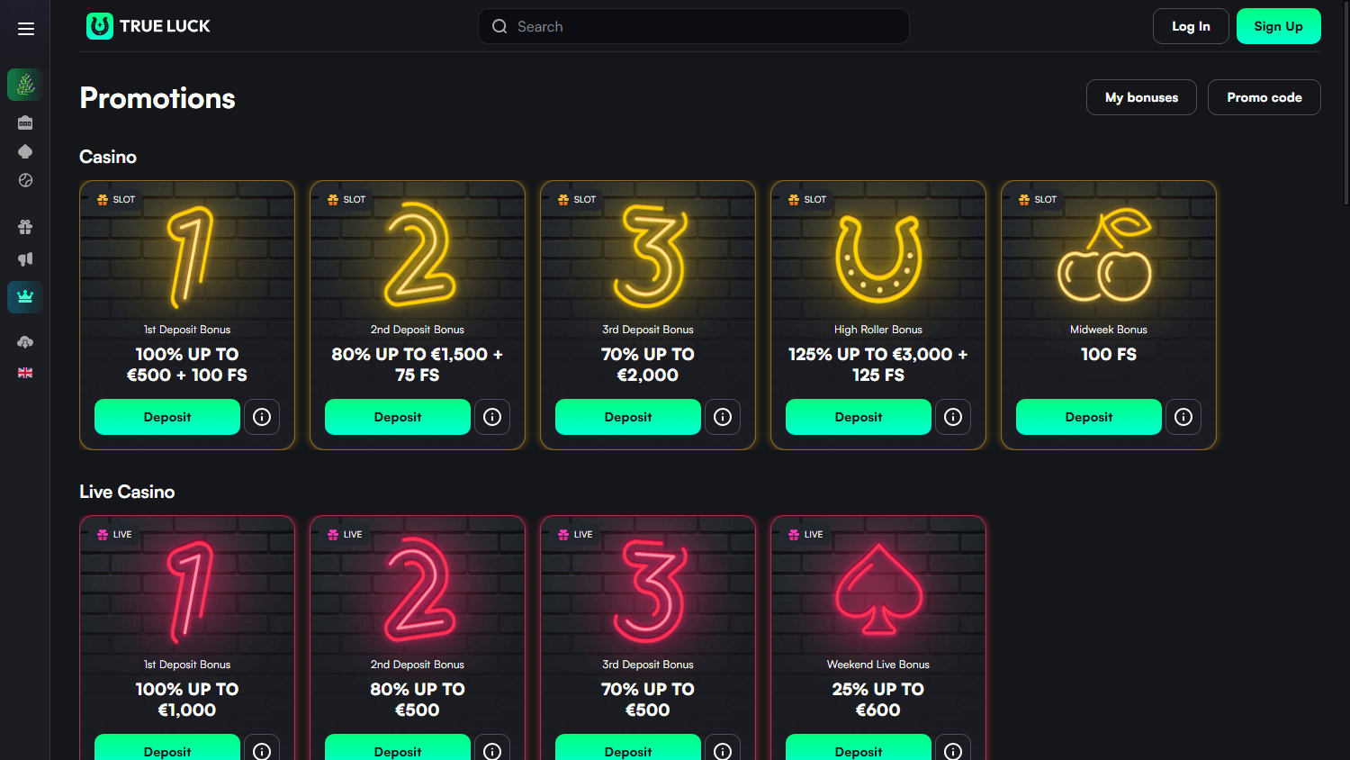 trueluck promo code no deposit