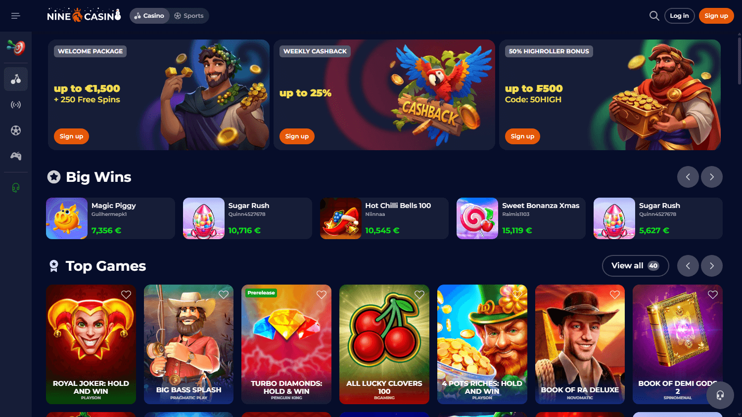 top Nine Casino casino argent réel promotion