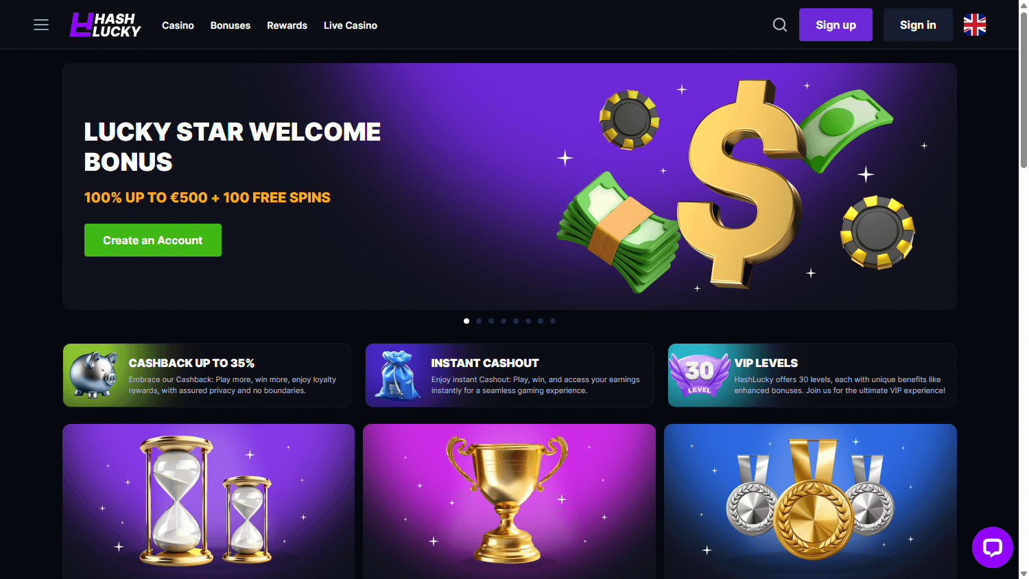 hashlucky_casino_homepage_desktop