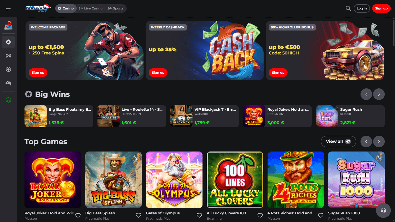 plus grand Turbo Wins Casino tours bonus image