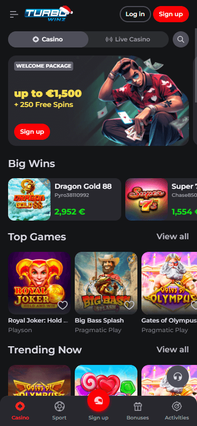 top Turbo Wins Casino bonus de bienvenue offre en Canada