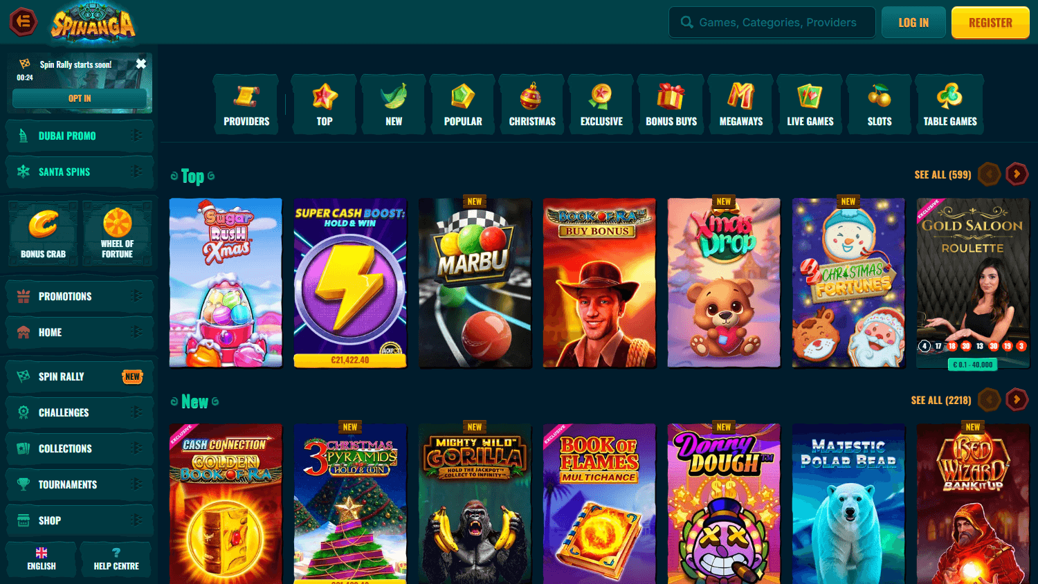 Spinanga Casino Game Gallery