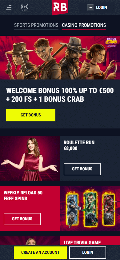 Προβολή προσφορών στο Rabona casino app