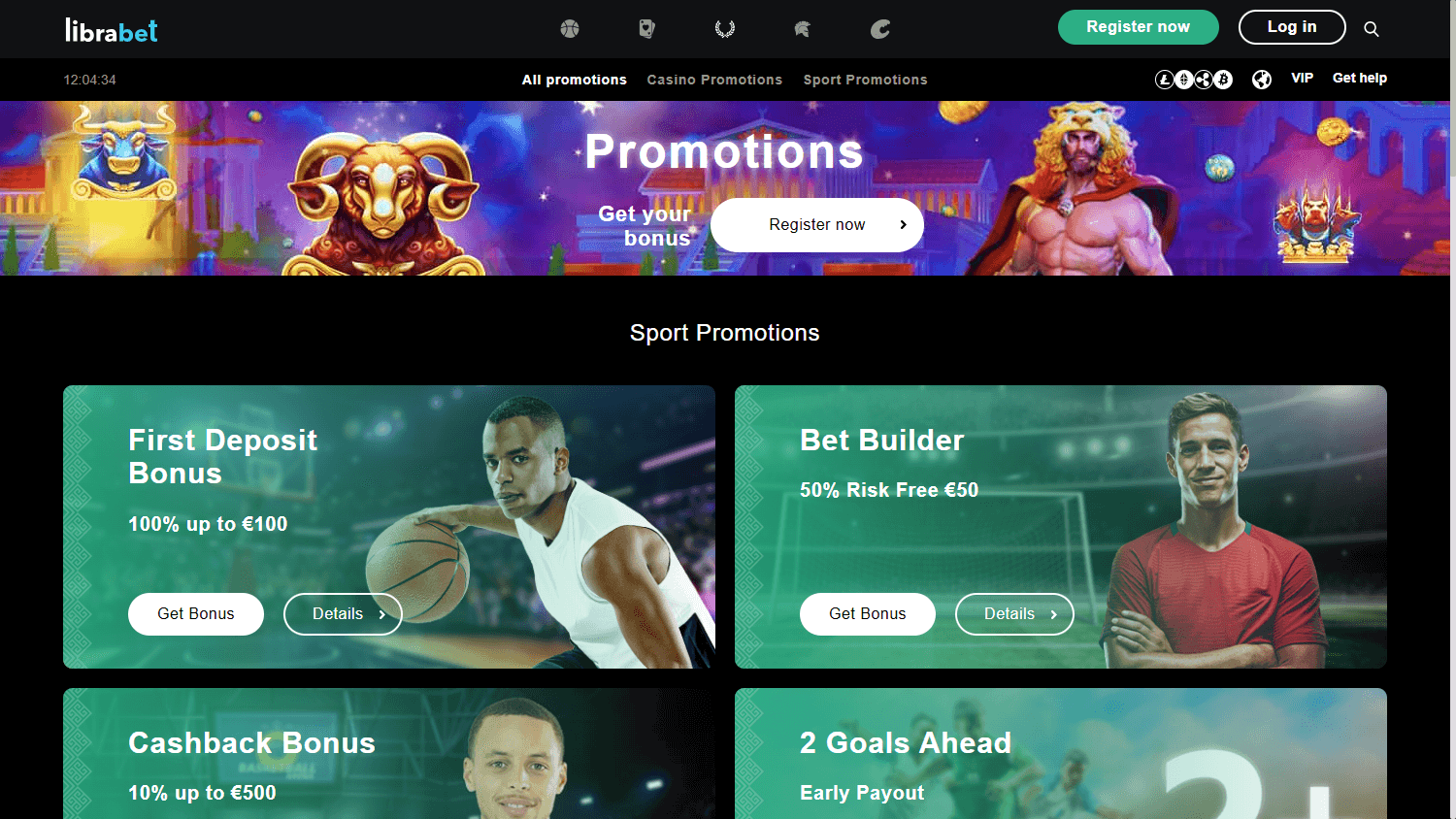 Schermata delle promozioni desktop di Librabet casino