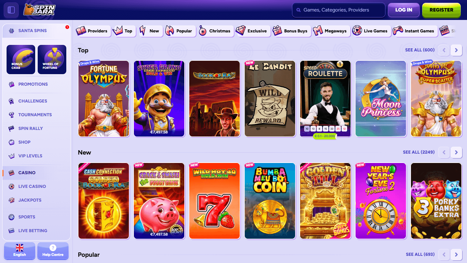 Spinbara Casino spillutvalg