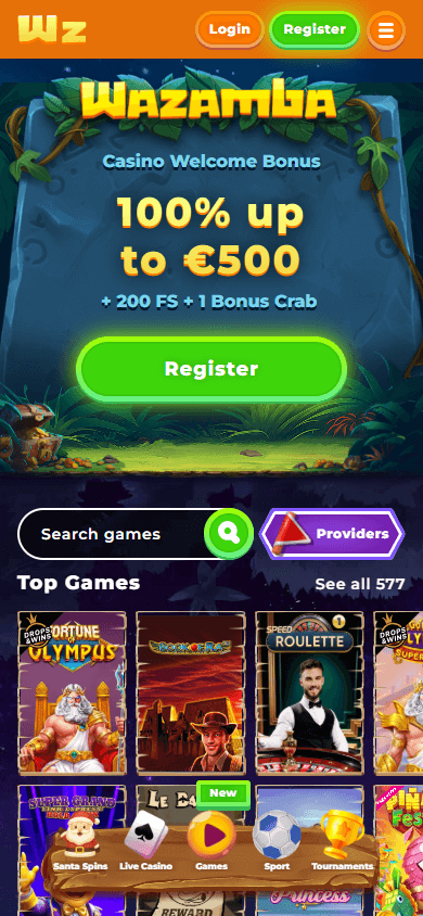 Wazamba login