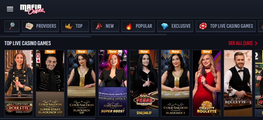 Play live mobile casino games at MafiaCasino in Canada