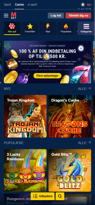 Interfaccia mobile del casino con selezione di giochi