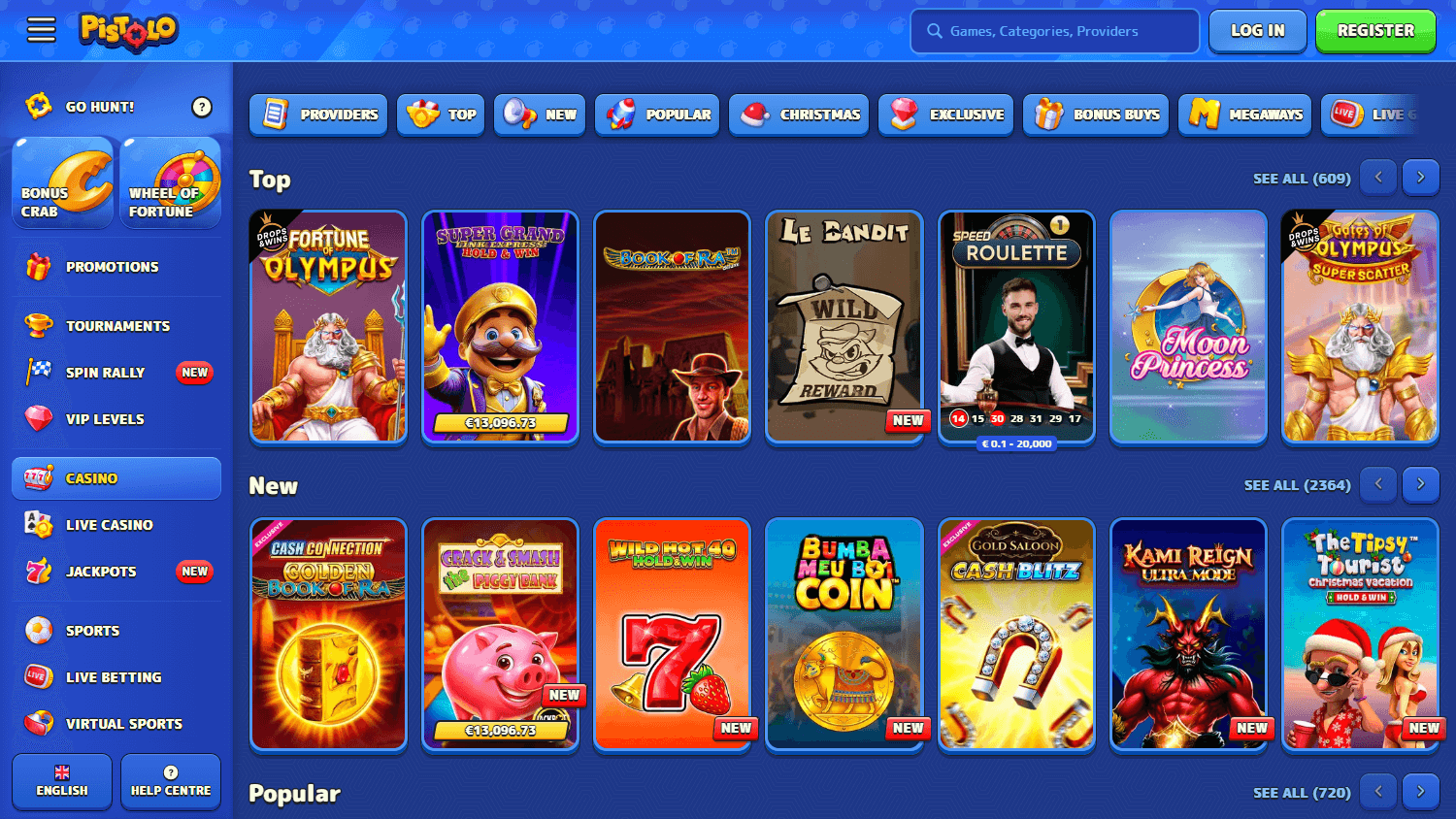 Pistolo Casino spillutvalg