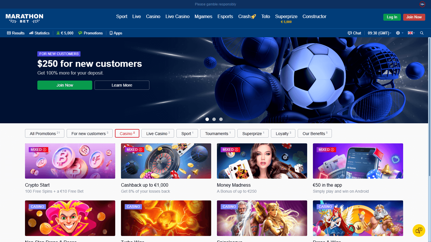 Promociones de Marathonbet Casino