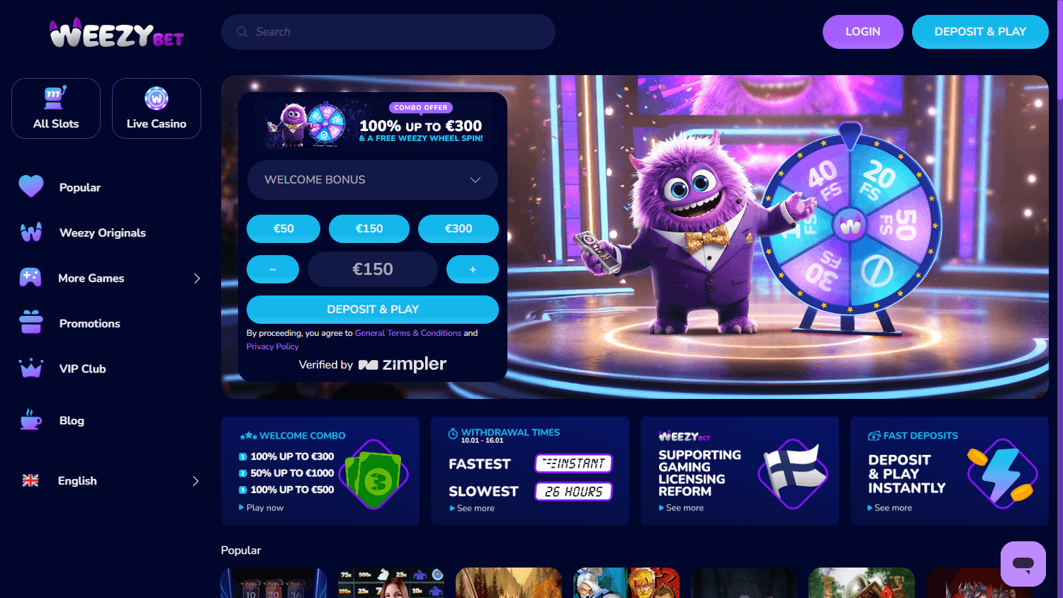 Review: Weezybet Casino für Spieler aus Deutschland