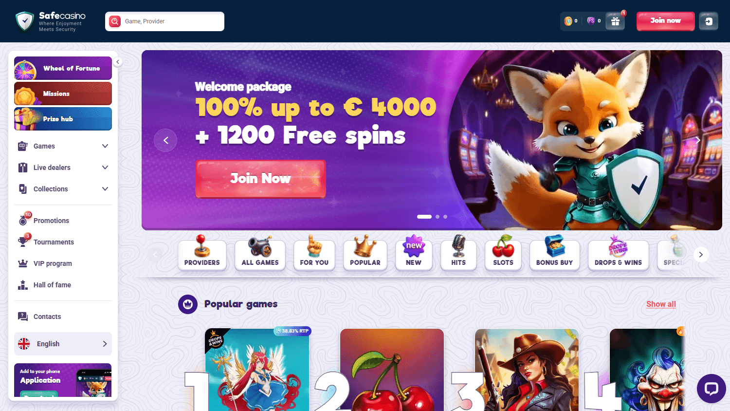 Safe_Casino_homepage_desktop