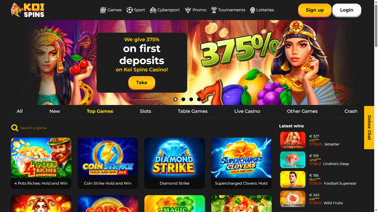 Koi_Spins_Casino_homepage_desktop