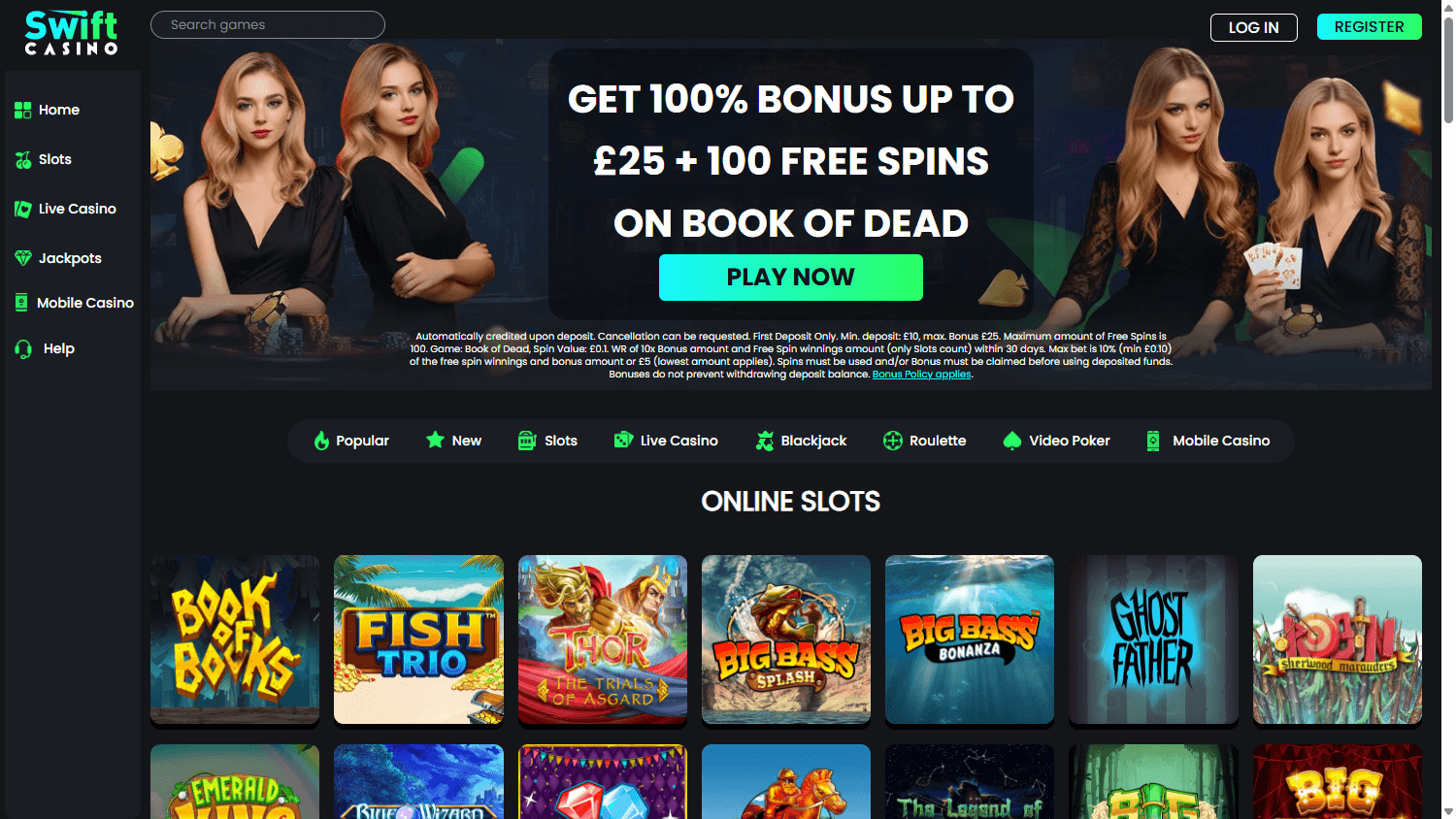 ricevi 100% bonus da Swift Casino in Italy