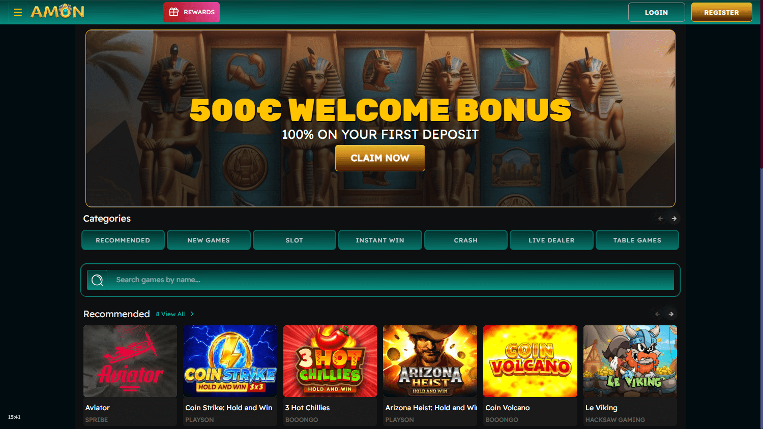 Amonbet Casino homepage screenshot