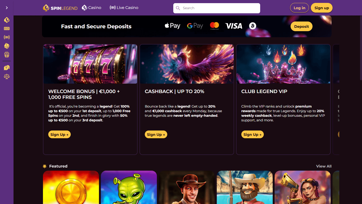 Spinlegend_Casino_homepage_desktop