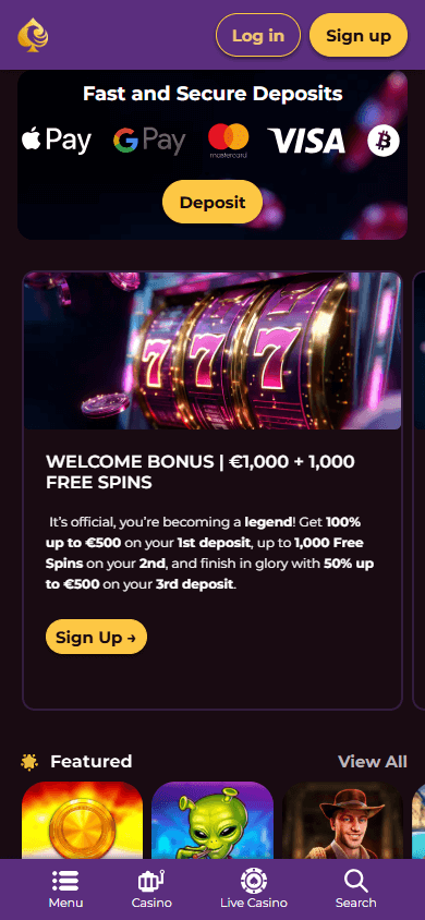 Spinlegend_Casino_homepage_mobile