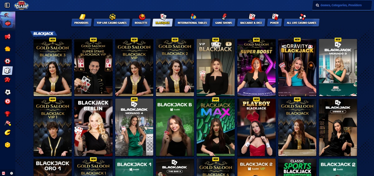 Play blackjack online at BigClash casino in Canada