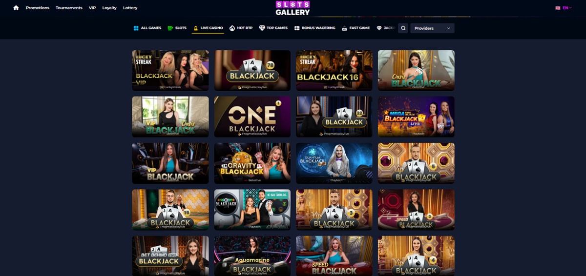 Play blackjack online at Slots Gallery casino in Canada