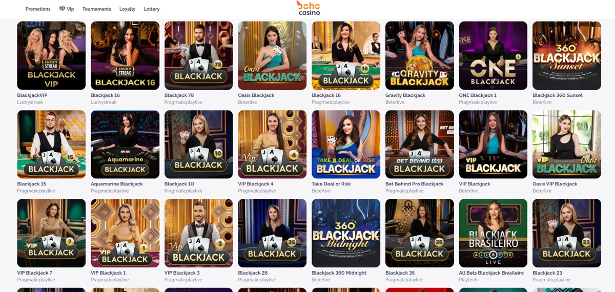 Play blackjack online at Boho Casino in Canada