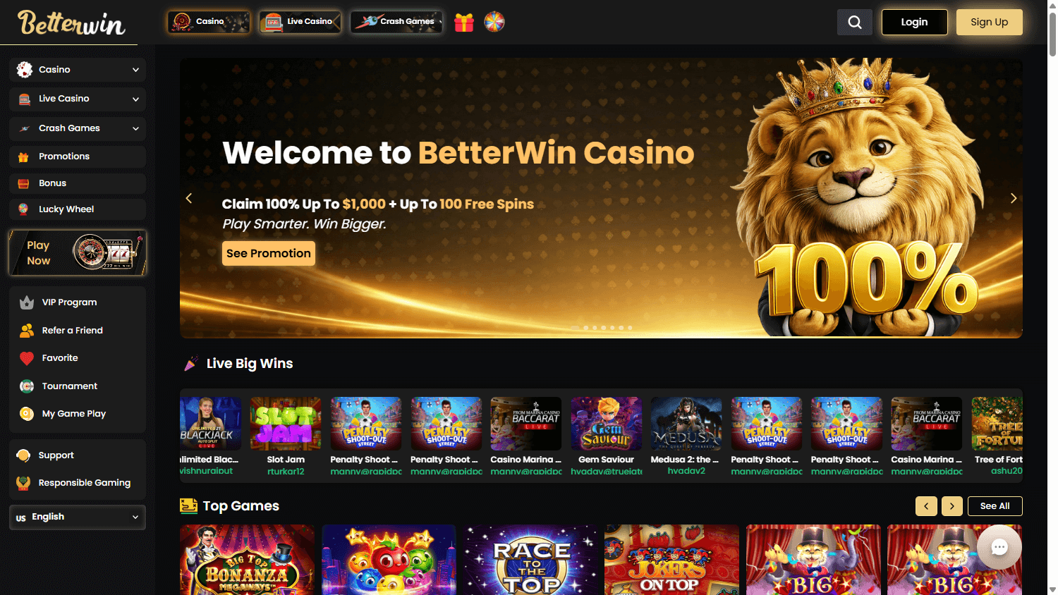 BetterWin_Casino_homepage_desktop
