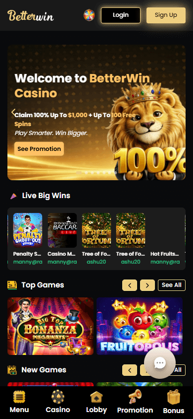 BetterWin_Casino_homepage_mobile